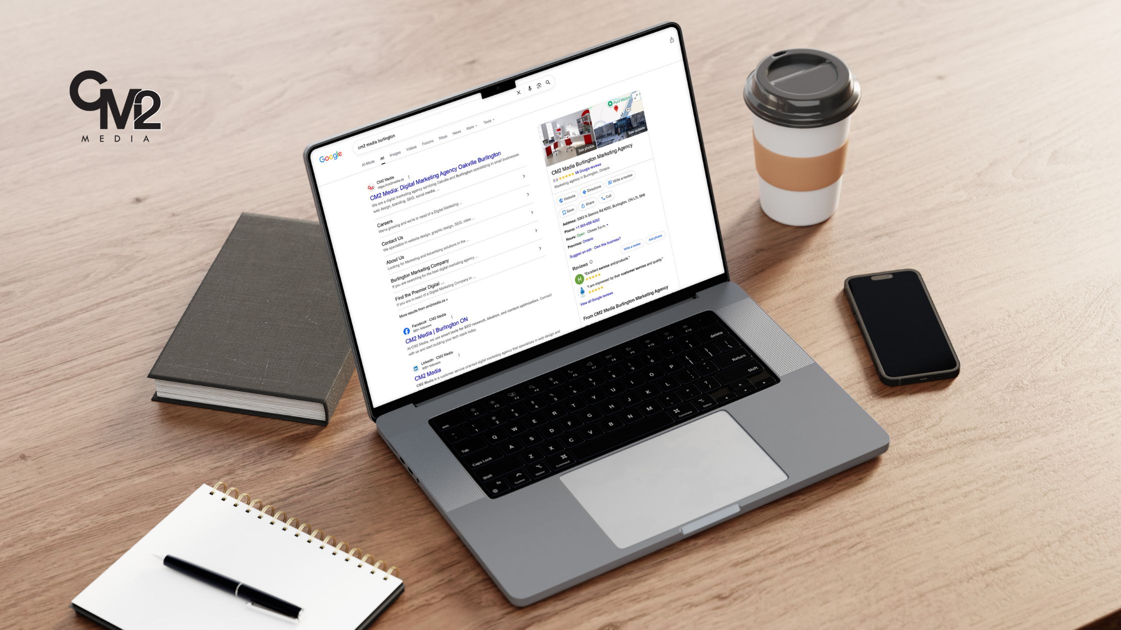 Laptop - Google Business Profile - CM2 Media tips. 