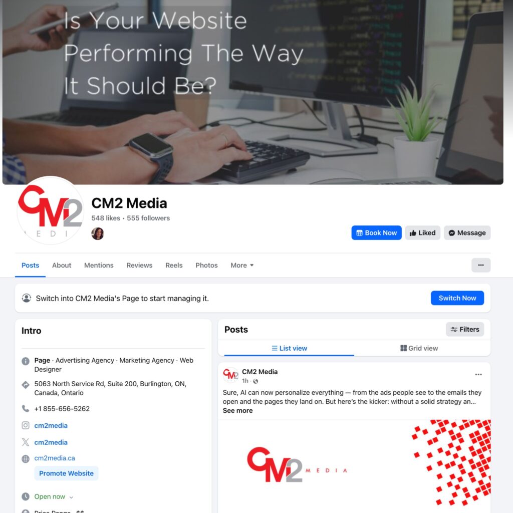 CM2 Media Facebook page - how to use Facebook to grow your business. 