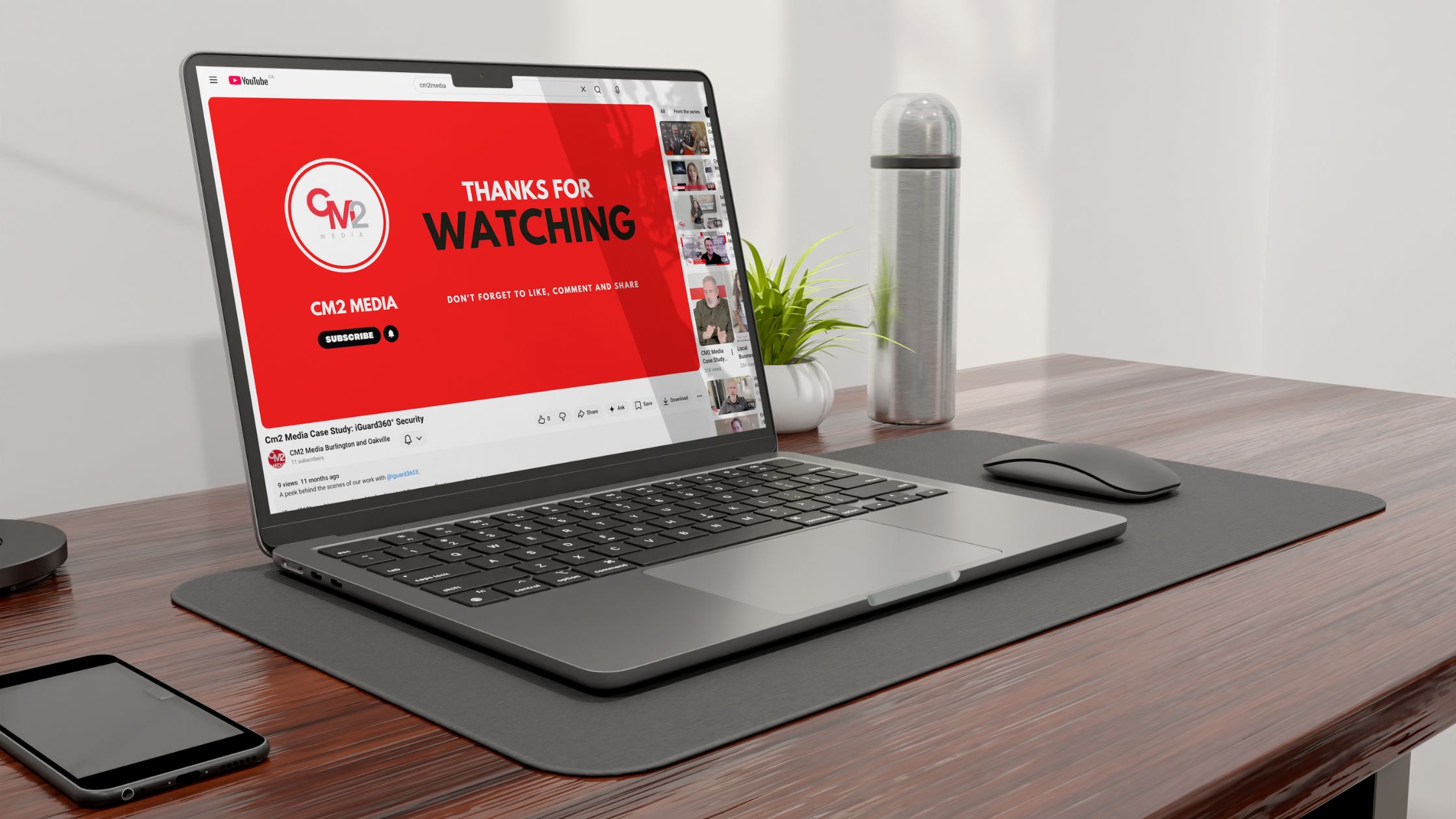 Laptop playing YouTube marketing videos - why is marketing YouTube videos crucial for brands - CM2 Media.