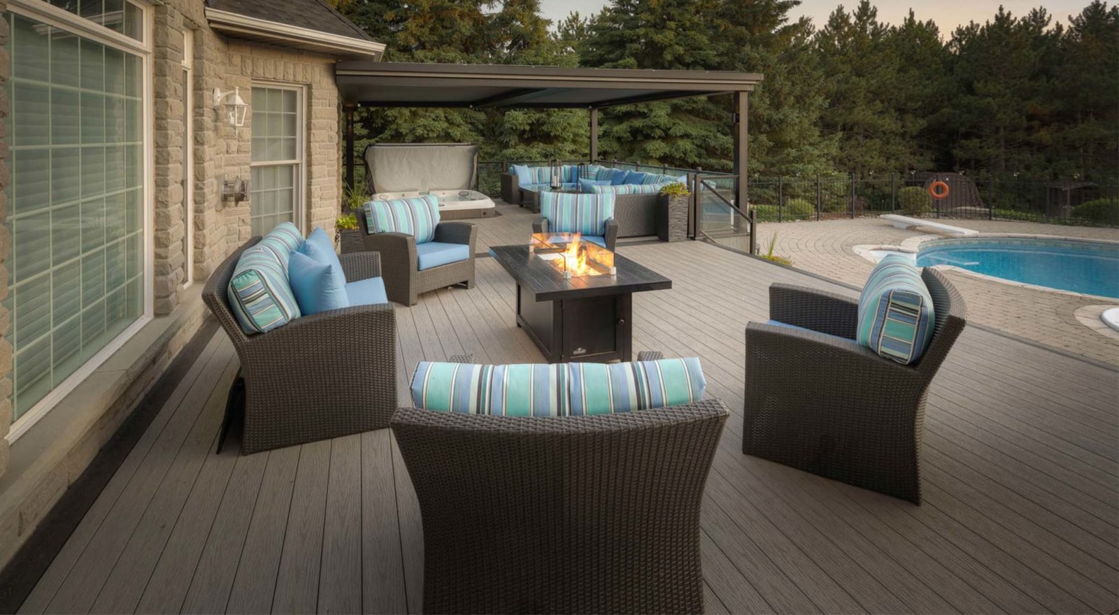 TIVA Building Products image showing a backyard deck covered in TIVAdek